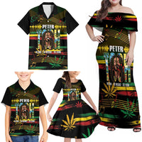 Jamaica Reggae Legend Tosh Family Matching Off Shoulder Maxi Dress and Hawaiian Shirt Cannabis Pattern - Wonder Print Shop