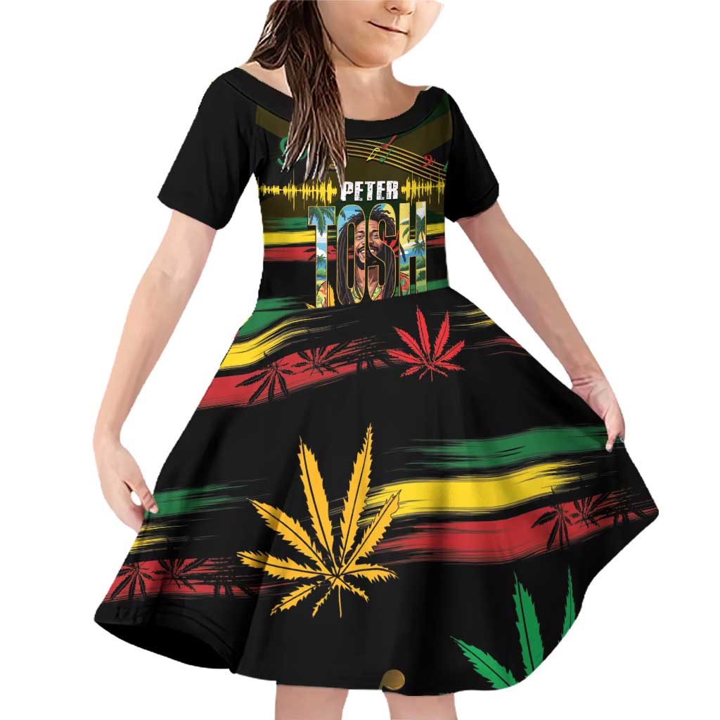 Jamaica Reggae Legend Tosh Family Matching Off Shoulder Short Dress and Hawaiian Shirt Cannabis Pattern - Wonder Print Shop