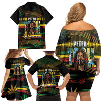 Jamaica Reggae Legend Tosh Family Matching Off Shoulder Short Dress and Hawaiian Shirt Cannabis Pattern - Wonder Print Shop