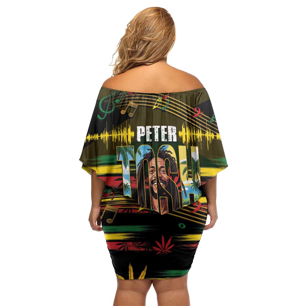 Jamaica Reggae Legend Tosh Family Matching Off Shoulder Short Dress and Hawaiian Shirt Cannabis Pattern - Wonder Print Shop