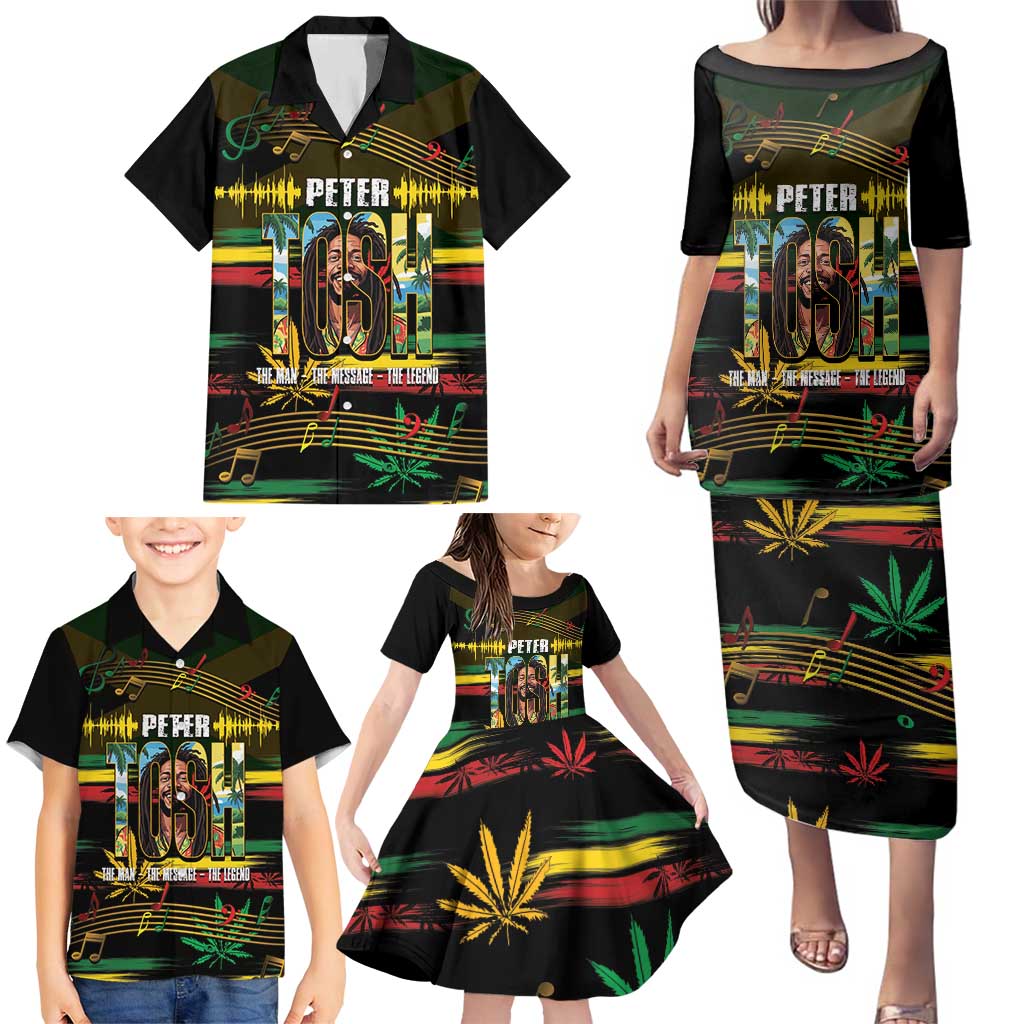 Jamaica Reggae Legend Tosh Family Matching Puletasi and Hawaiian Shirt Cannabis Pattern - Wonder Print Shop