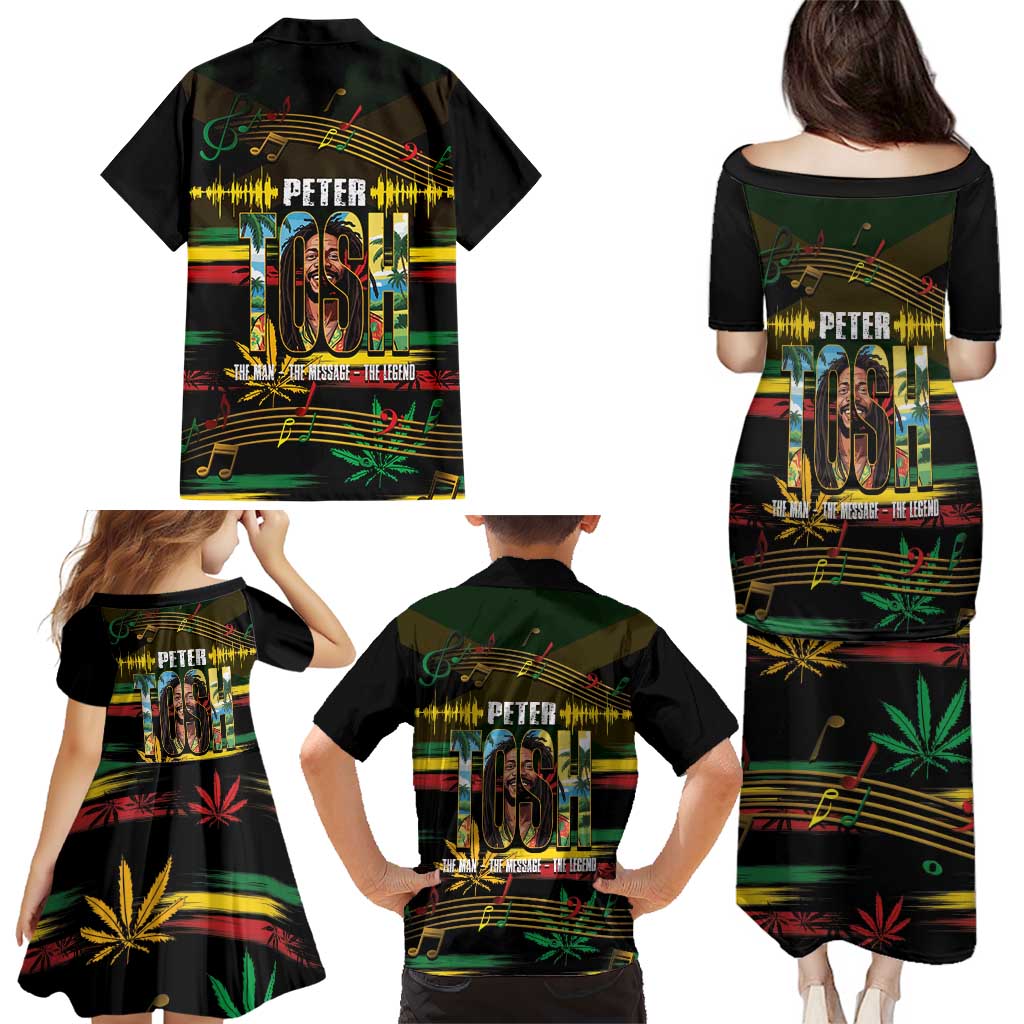 Jamaica Reggae Legend Tosh Family Matching Puletasi and Hawaiian Shirt Cannabis Pattern - Wonder Print Shop