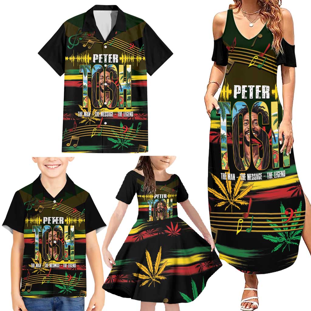 Jamaica Reggae Legend Tosh Family Matching Summer Maxi Dress and Hawaiian Shirt Cannabis Pattern - Wonder Print Shop