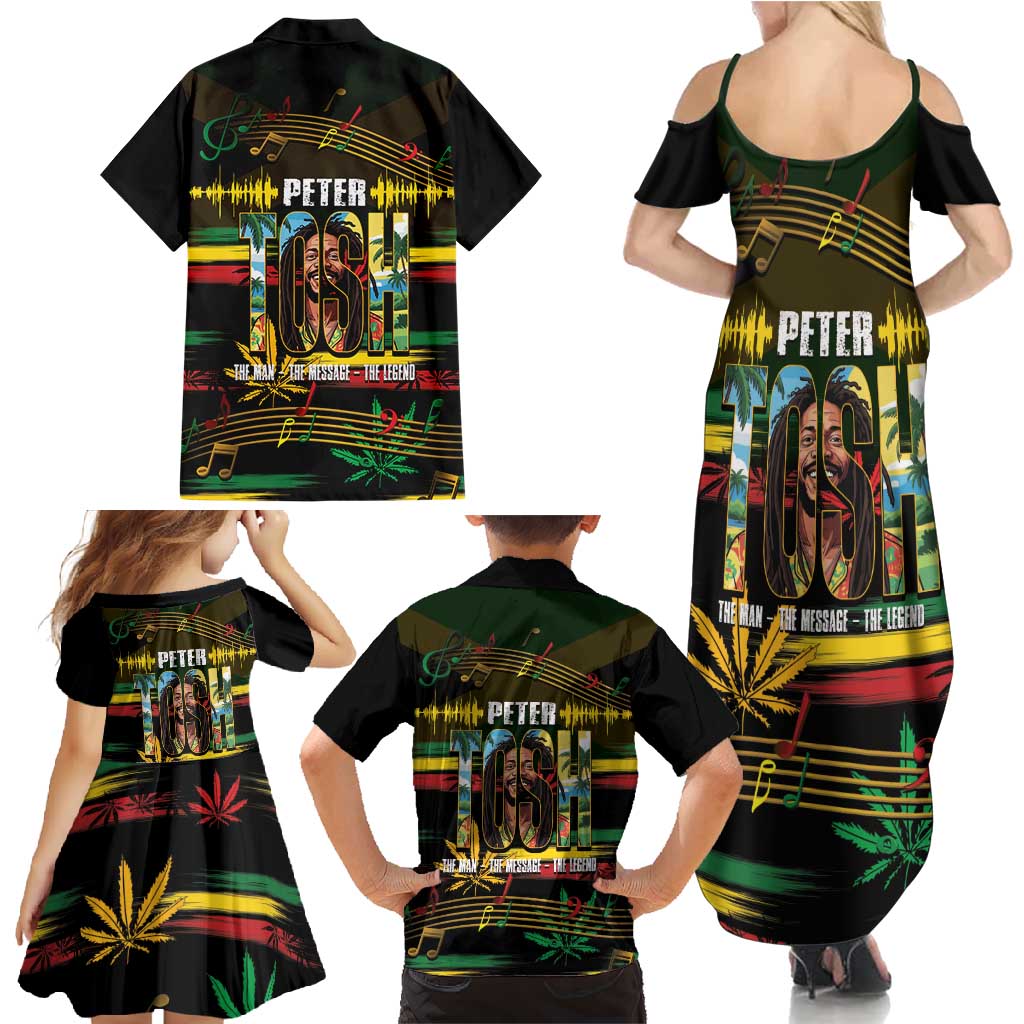Jamaica Reggae Legend Tosh Family Matching Summer Maxi Dress and Hawaiian Shirt Cannabis Pattern - Wonder Print Shop