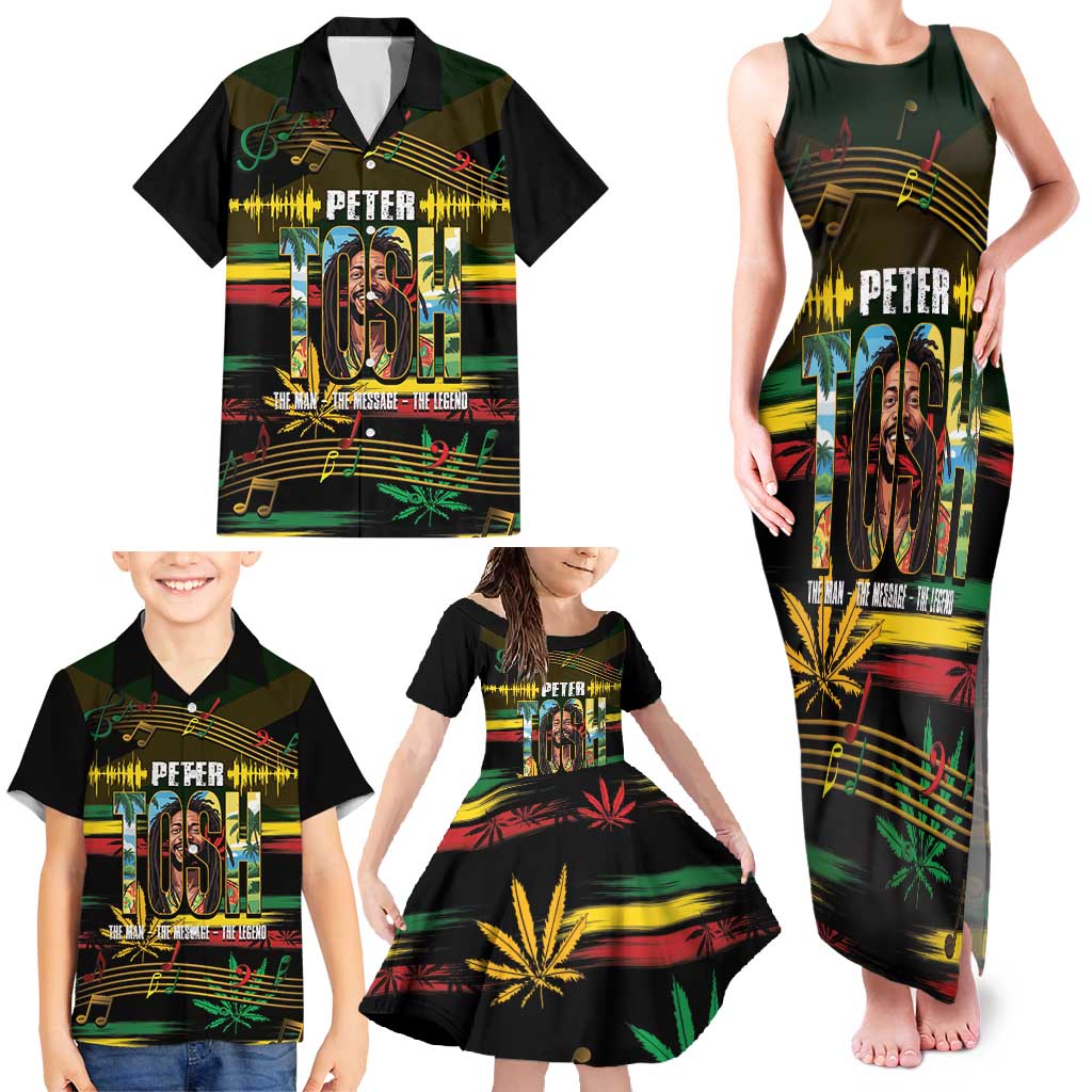 Jamaica Reggae Legend Tosh Family Matching Tank Maxi Dress and Hawaiian Shirt Cannabis Pattern - Wonder Print Shop