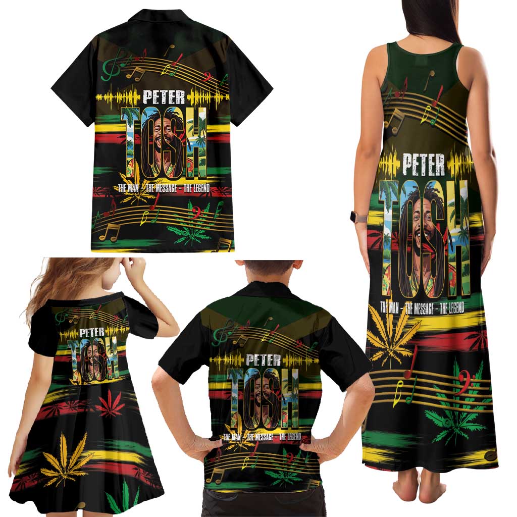 Jamaica Reggae Legend Tosh Family Matching Tank Maxi Dress and Hawaiian Shirt Cannabis Pattern - Wonder Print Shop