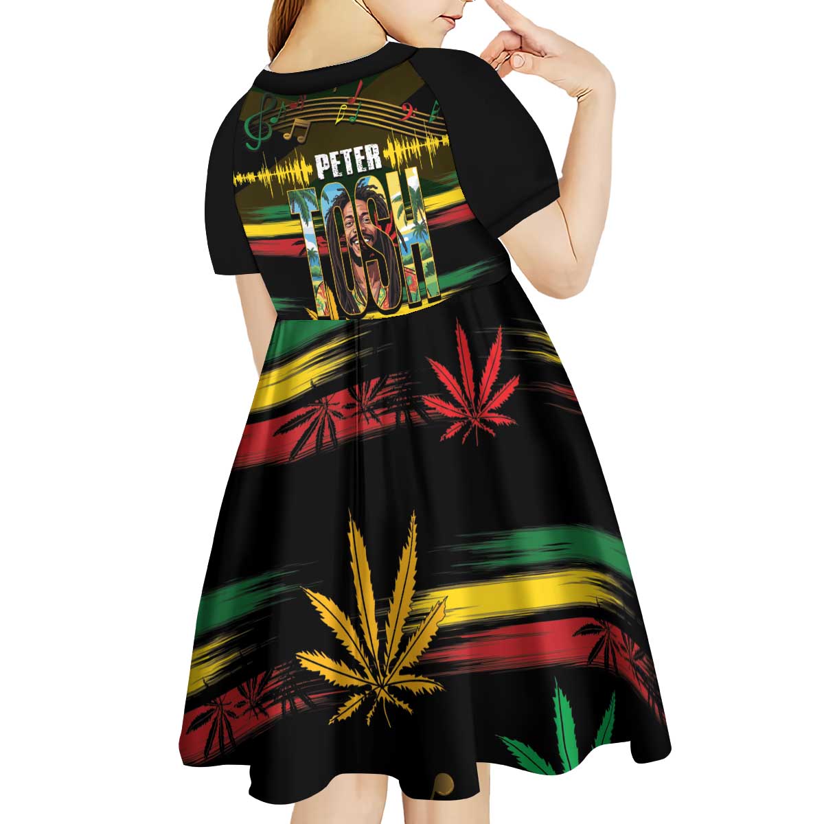 Jamaica Reggae Legend Tosh Kid Short Sleeve Dress Cannabis Pattern - Wonder Print Shop