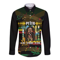 Jamaica Reggae Legend Tosh Long Sleeve Button Shirt Cannabis Pattern - Wonder Print Shop