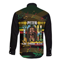 Jamaica Reggae Legend Tosh Long Sleeve Button Shirt Cannabis Pattern - Wonder Print Shop
