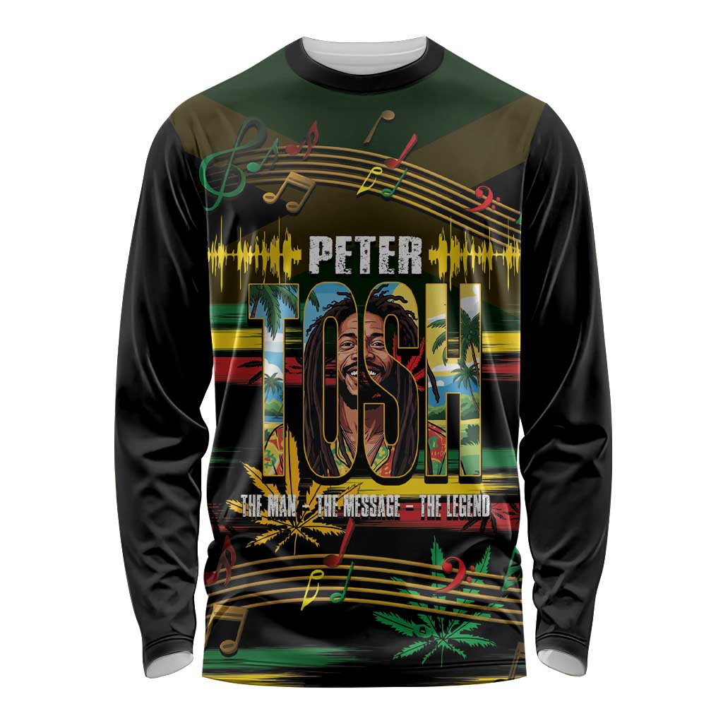 Jamaica Reggae Legend Tosh Long Sleeve Shirt Cannabis Pattern - Wonder Print Shop