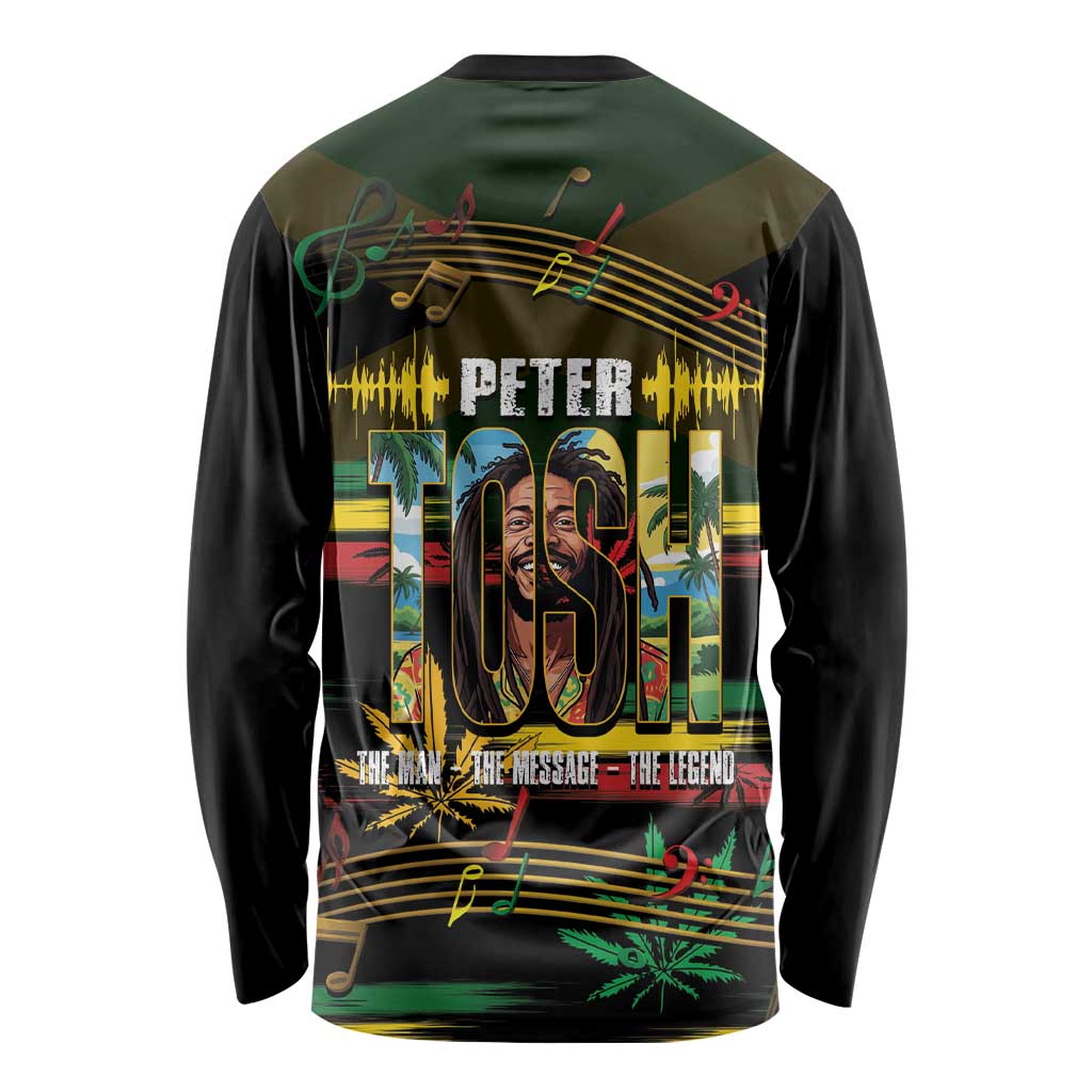 Jamaica Reggae Legend Tosh Long Sleeve Shirt Cannabis Pattern - Wonder Print Shop