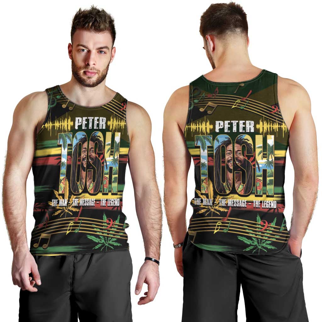 Jamaica Reggae Legend Tosh Men Tank Top Cannabis Pattern - Wonder Print Shop