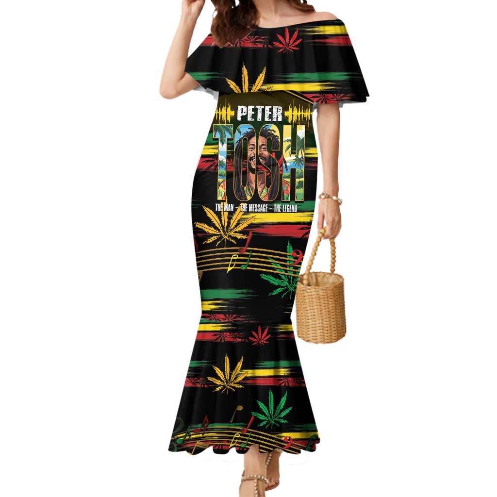 Jamaica Reggae Legend Tosh Mermaid Dress Cannabis Pattern - Wonder Print Shop