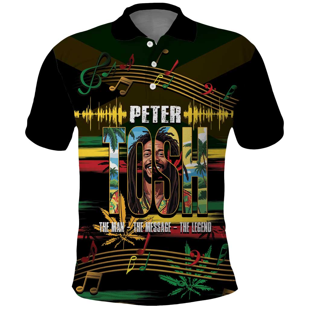 Jamaica Reggae Legend Tosh Polo Shirt Cannabis Pattern - Wonder Print Shop