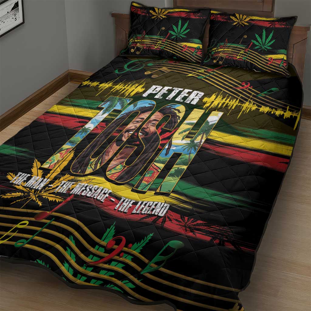 Jamaica Reggae Legend Tosh Quilt Bed Set Cannabis Pattern - Wonder Print Shop