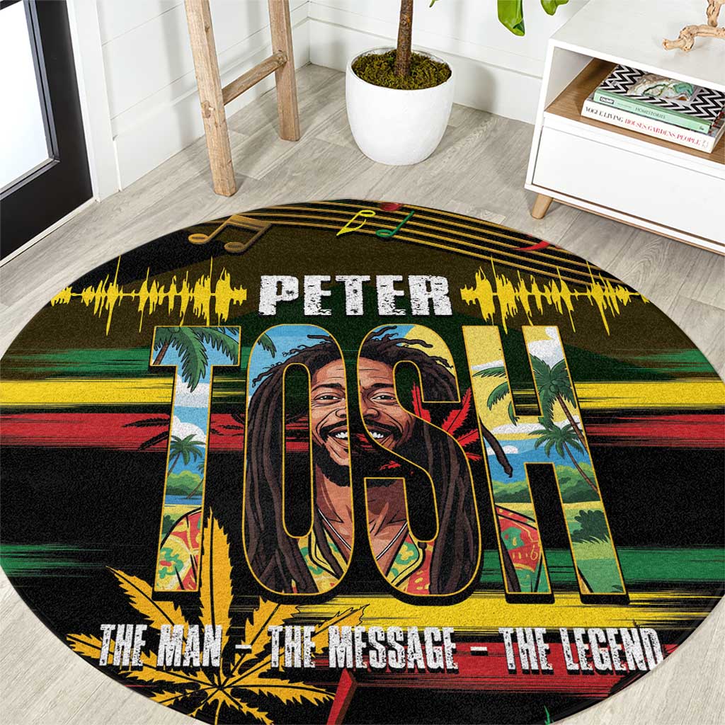 Jamaica Reggae Legend Tosh Round Carpet Cannabis Pattern - Wonder Print Shop