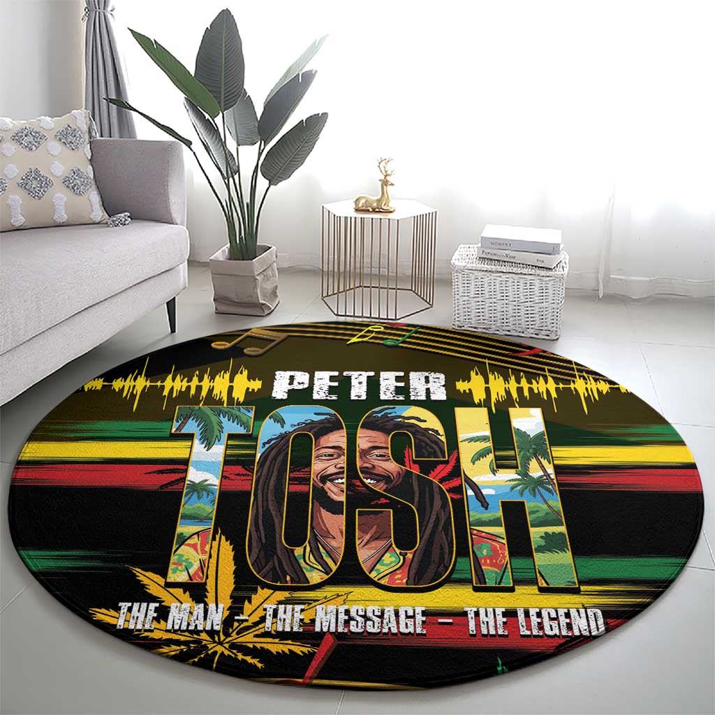 Jamaica Reggae Legend Tosh Round Carpet Cannabis Pattern - Wonder Print Shop
