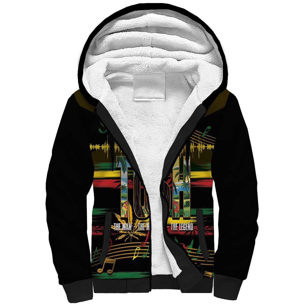 Jamaica Reggae Legend Tosh Sherpa Hoodie Cannabis Pattern - Wonder Print Shop