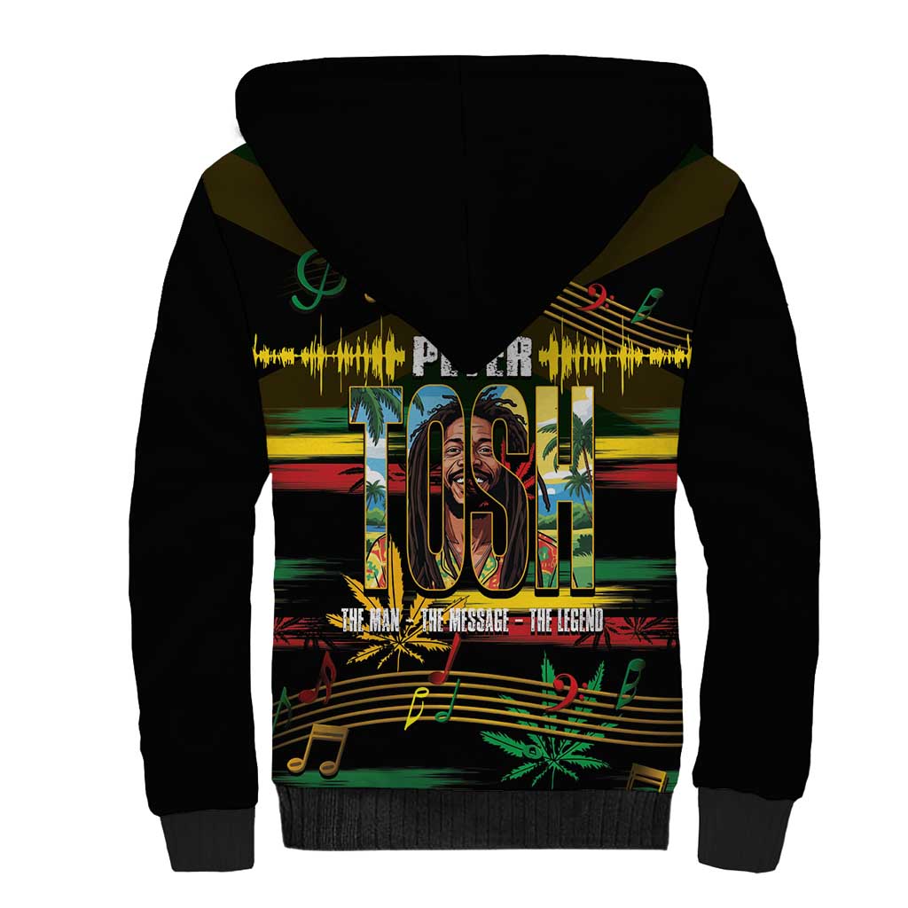 Jamaica Reggae Legend Tosh Sherpa Hoodie Cannabis Pattern - Wonder Print Shop