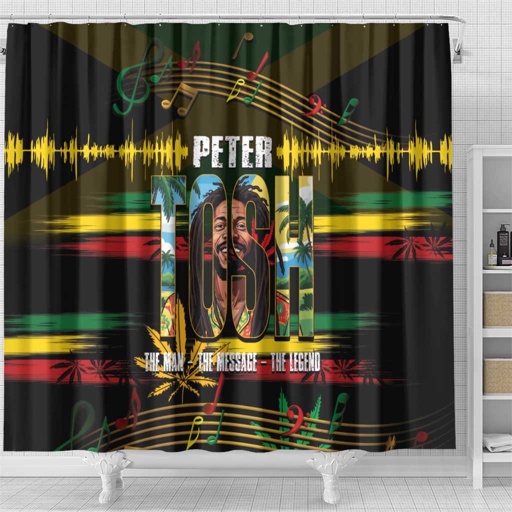 Jamaica Reggae Legend Tosh Shower Curtain Cannabis Pattern - Wonder Print Shop