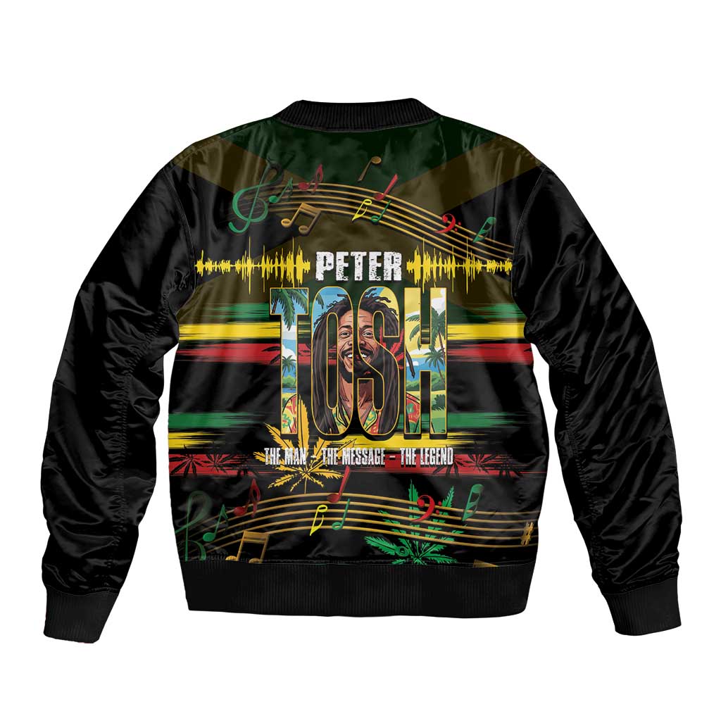 Jamaica Reggae Legend Tosh Sleeve Zip Bomber Jacket Cannabis Pattern - Wonder Print Shop