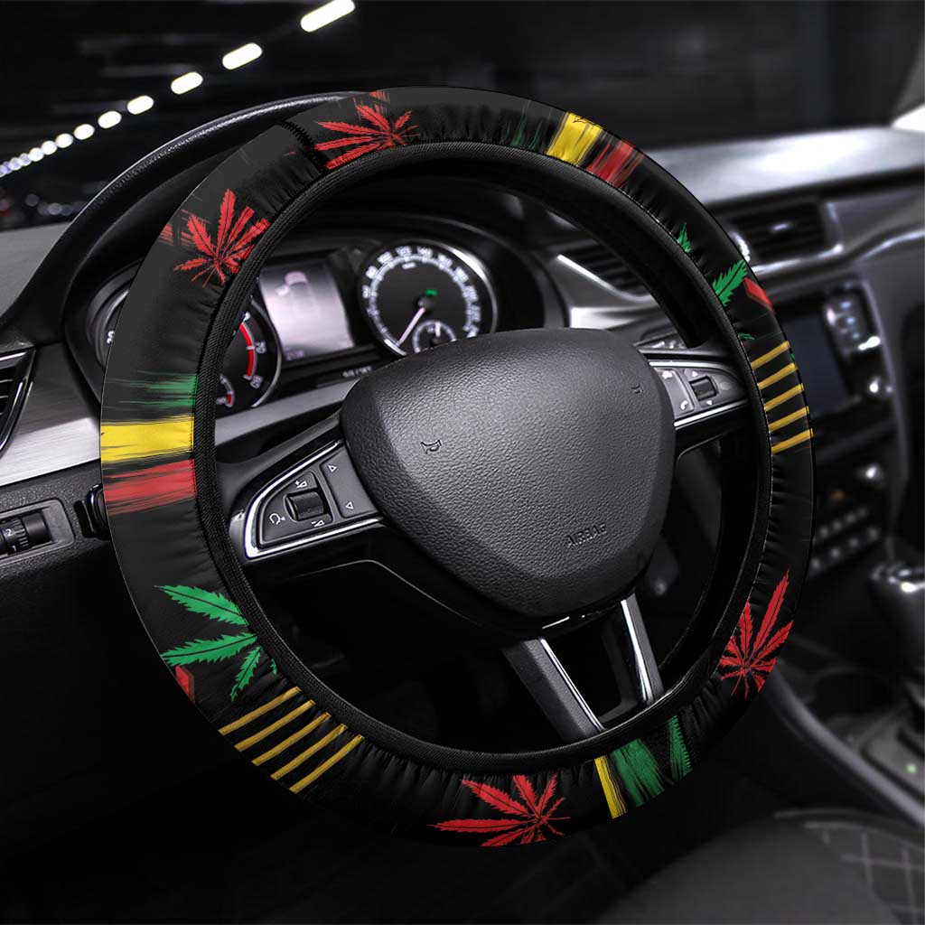 Jamaica Reggae Legend Tosh Steering Wheel Cover Cannabis Pattern - Wonder Print Shop