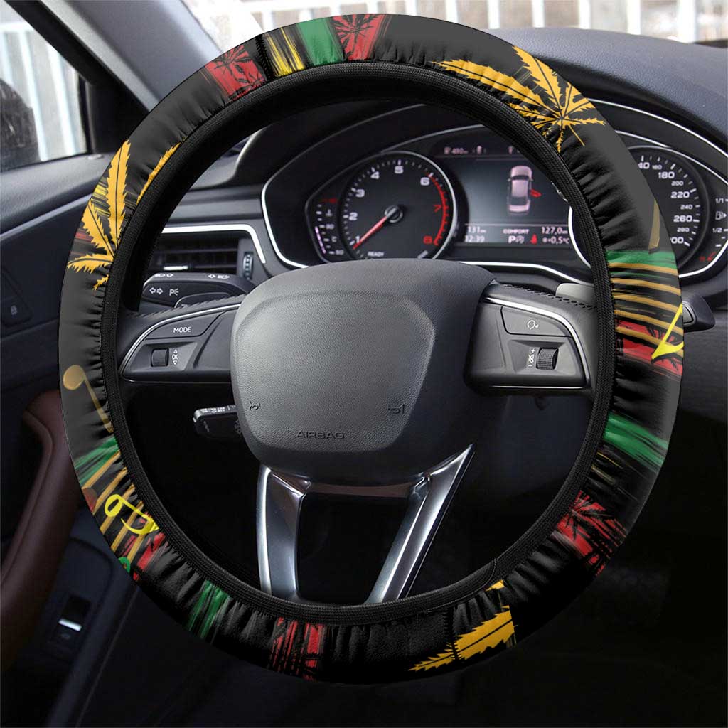 Jamaica Reggae Legend Tosh Steering Wheel Cover Cannabis Pattern - Wonder Print Shop