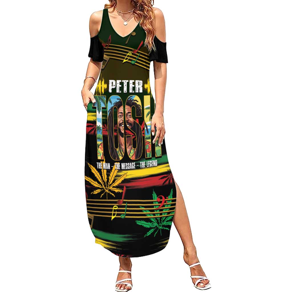 Jamaica Reggae Legend Tosh Summer Maxi Dress Cannabis Pattern - Wonder Print Shop
