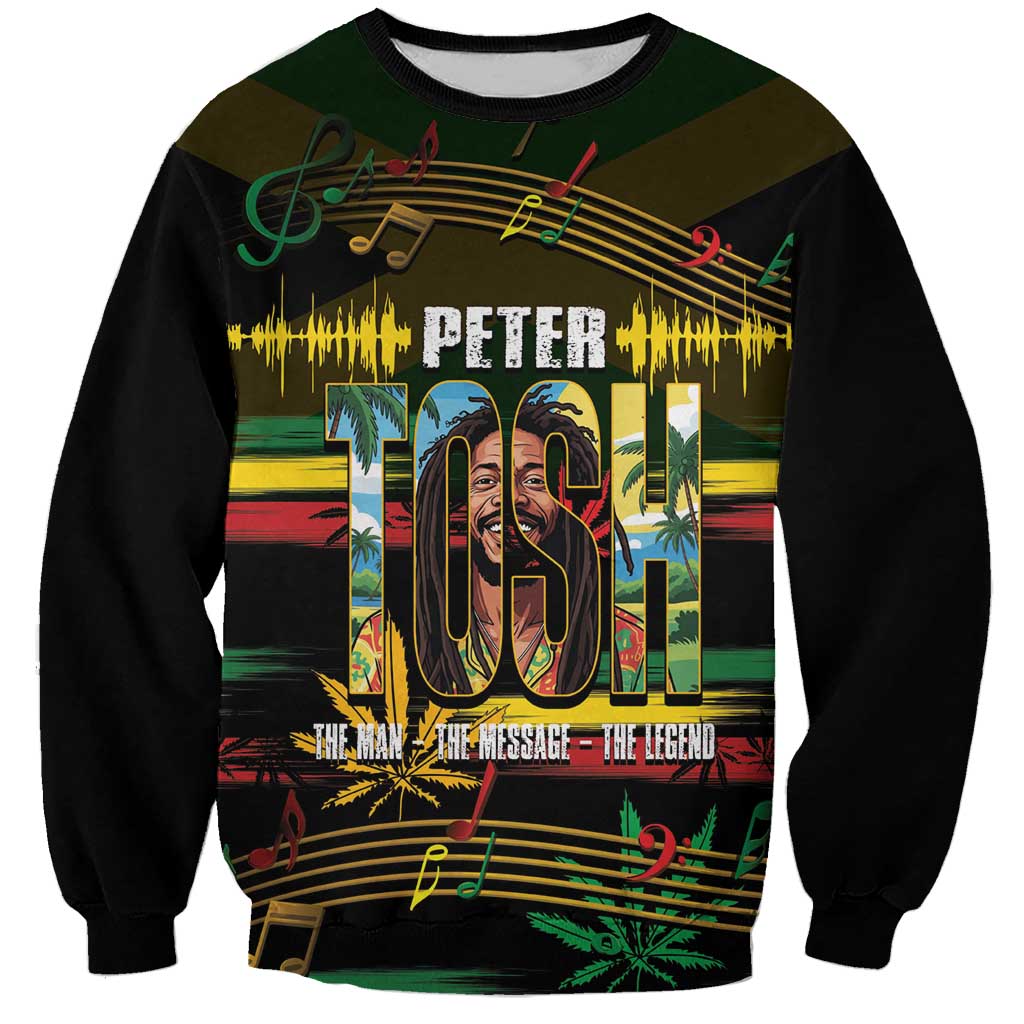 Jamaica Reggae Legend Tosh Sweatshirt Cannabis Pattern - Wonder Print Shop