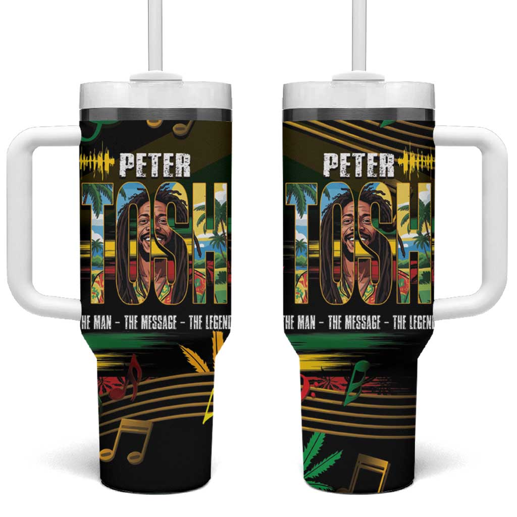 Jamaica Reggae Legend Tosh Tumbler With Handle Cannabis Pattern - Wonder Print Shop