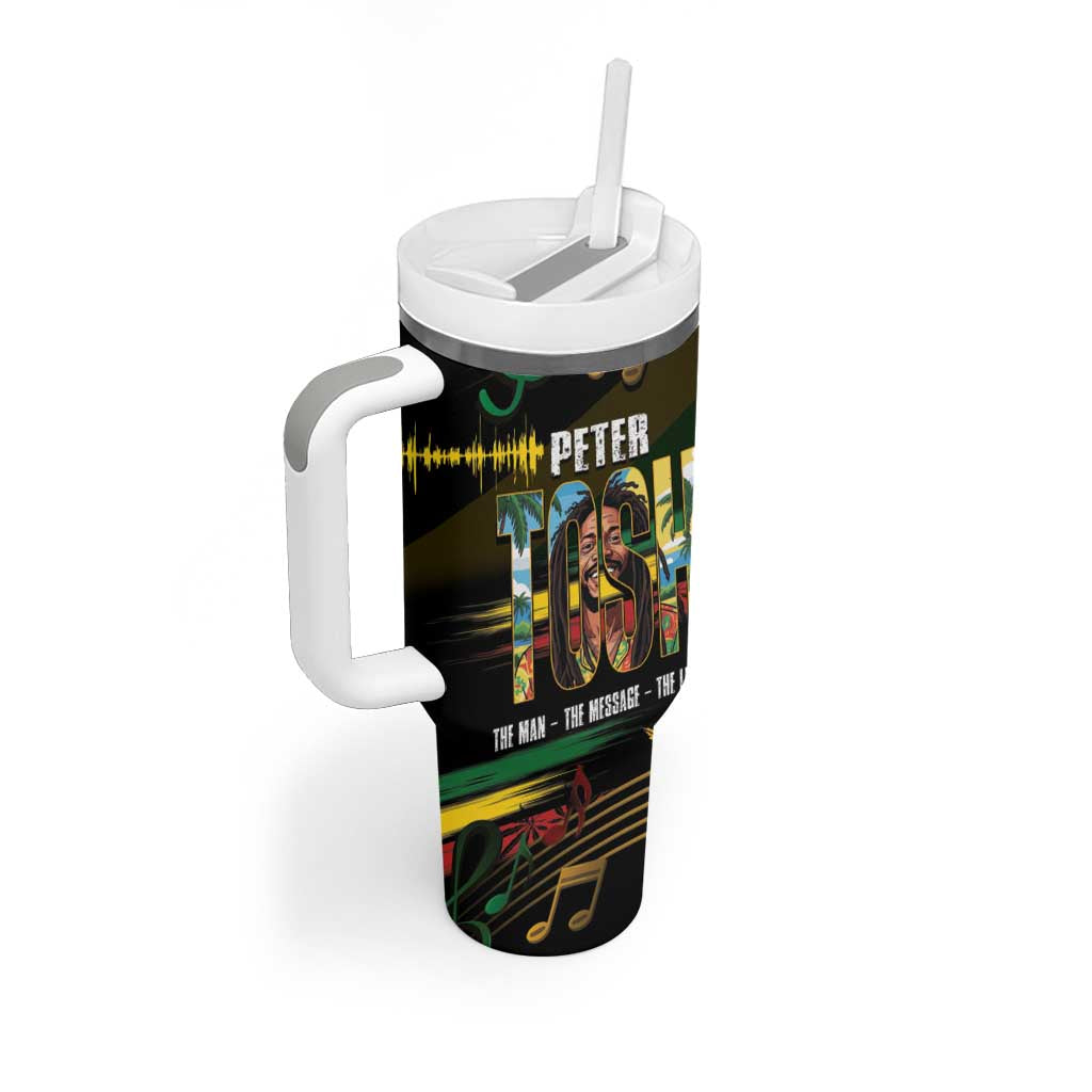 Jamaica Reggae Legend Tosh Tumbler With Handle Cannabis Pattern - Wonder Print Shop