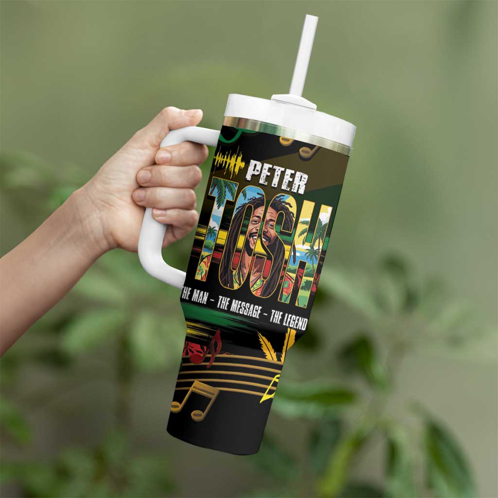 Jamaica Reggae Legend Tosh Tumbler With Handle Cannabis Pattern - Wonder Print Shop