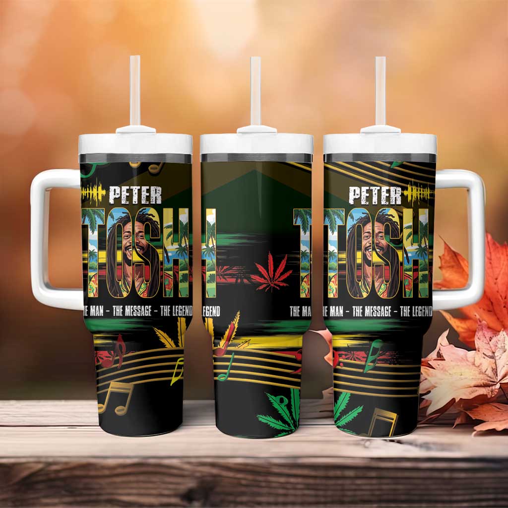 Jamaica Reggae Legend Tosh Tumbler With Handle Cannabis Pattern - Wonder Print Shop