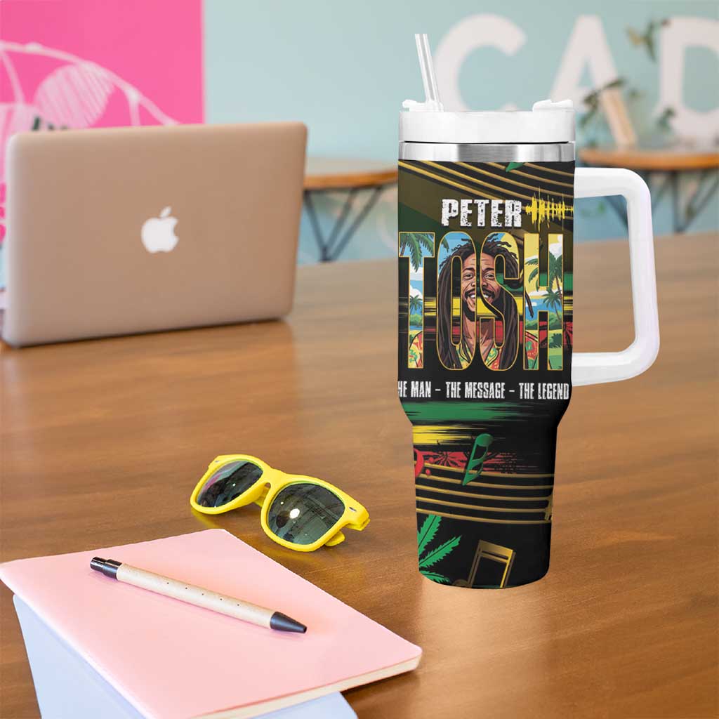 Jamaica Reggae Legend Tosh Tumbler With Handle Cannabis Pattern - Wonder Print Shop