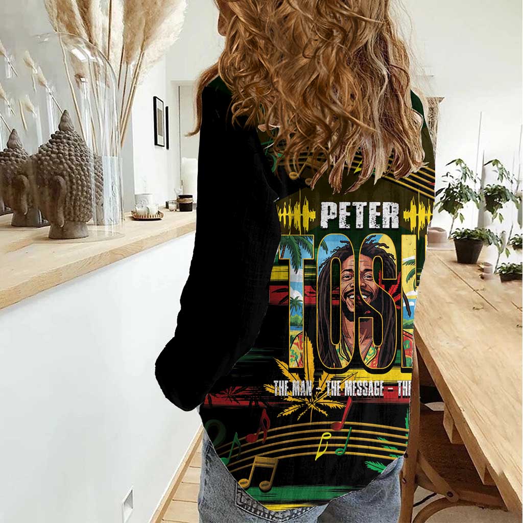 Jamaica Reggae Legend Tosh Women Casual Shirt Cannabis Pattern - Wonder Print Shop