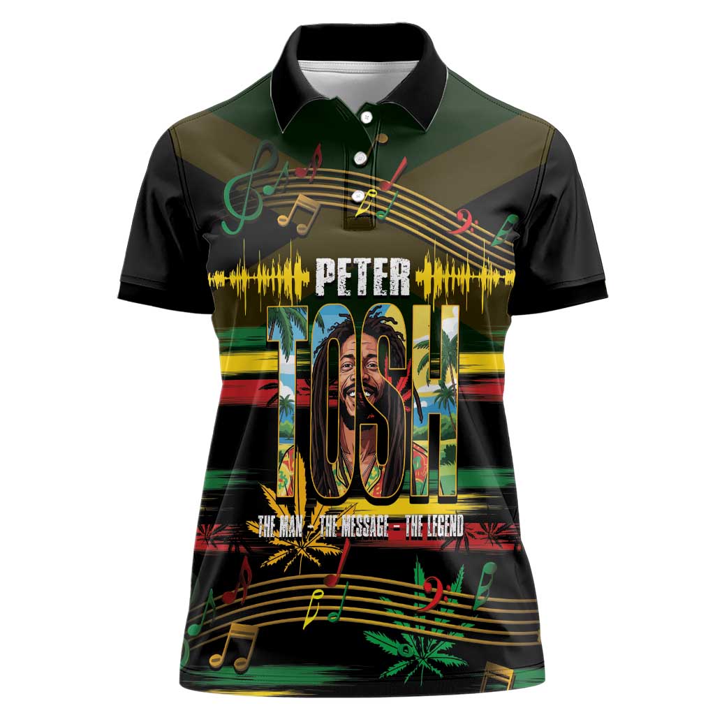 Jamaica Reggae Legend Tosh Women Polo Shirt Cannabis Pattern - Wonder Print Shop