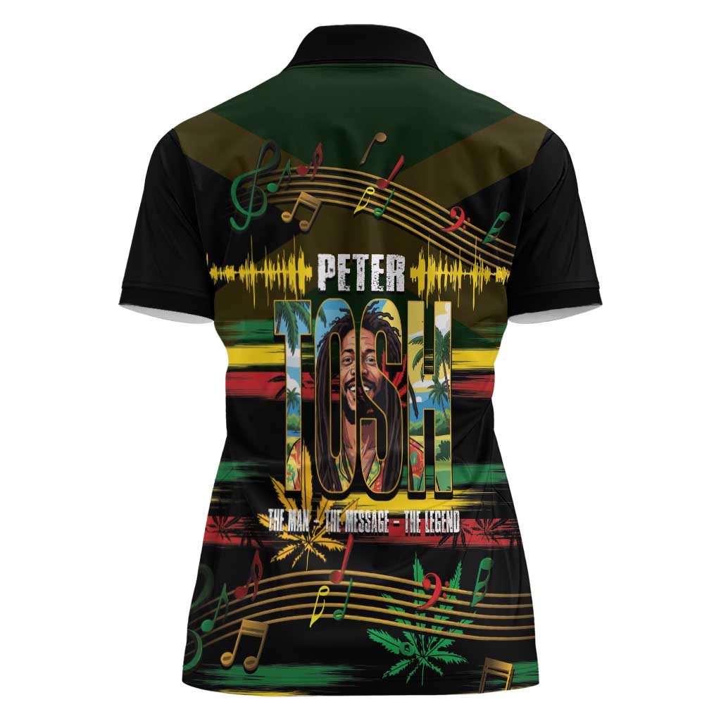 Jamaica Reggae Legend Tosh Women Polo Shirt Cannabis Pattern - Wonder Print Shop