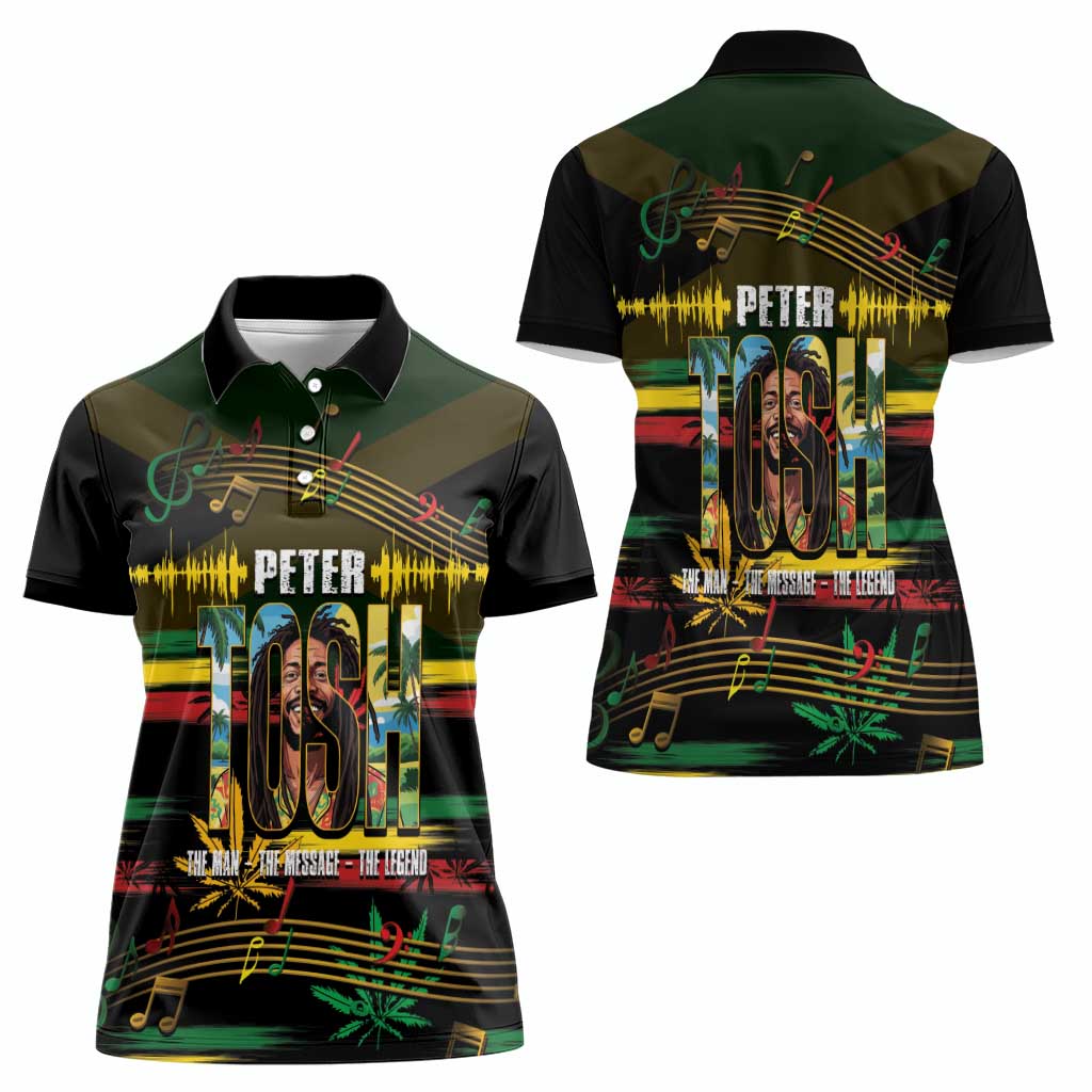 Jamaica Reggae Legend Tosh Women Polo Shirt Cannabis Pattern - Wonder Print Shop