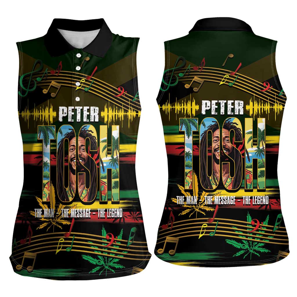 Jamaica Reggae Legend Tosh Women Sleeveless Polo Shirt Cannabis Pattern - Wonder Print Shop