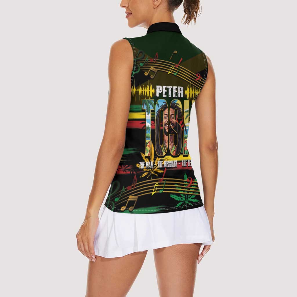 Jamaica Reggae Legend Tosh Women Sleeveless Polo Shirt Cannabis Pattern - Wonder Print Shop