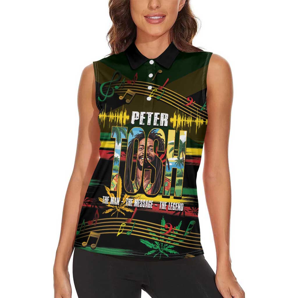 Jamaica Reggae Legend Tosh Women Sleeveless Polo Shirt Cannabis Pattern - Wonder Print Shop