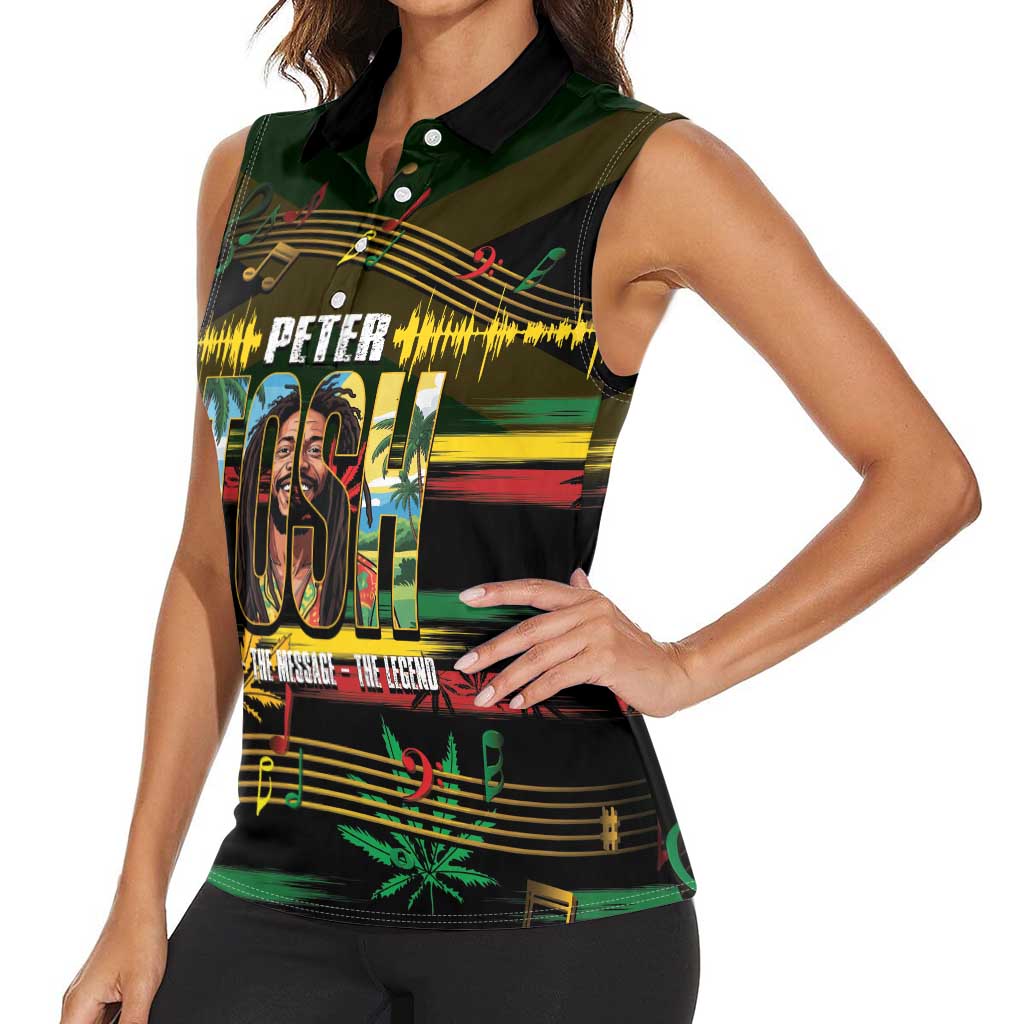 Jamaica Reggae Legend Tosh Women Sleeveless Polo Shirt Cannabis Pattern - Wonder Print Shop