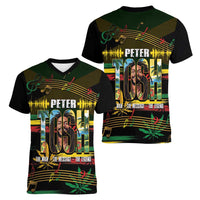Jamaica Reggae Legend Tosh Women V-Neck T-Shirt Cannabis Pattern - Wonder Print Shop