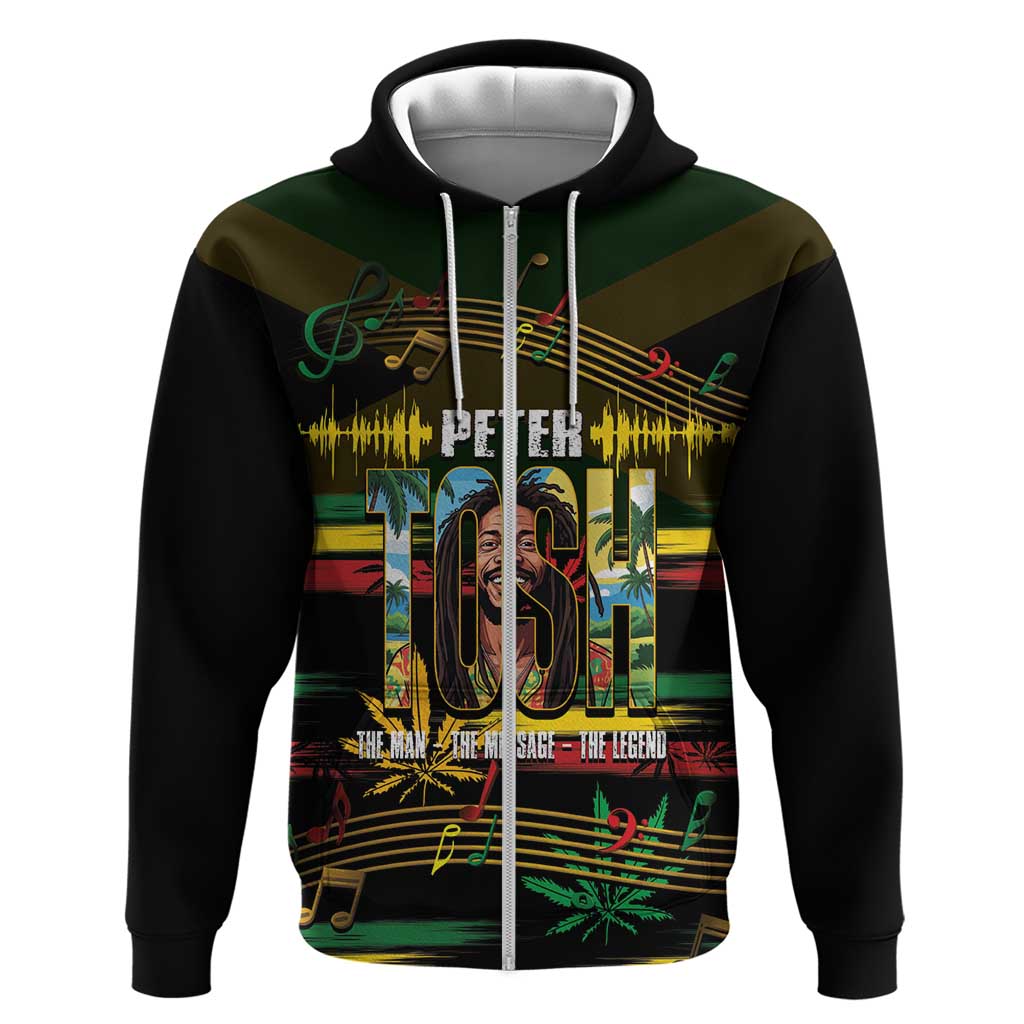 Jamaica Reggae Legend Tosh Zip Hoodie Cannabis Pattern - Wonder Print Shop