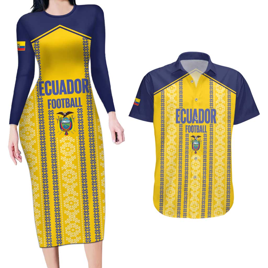Custom Ecuador Football Couples Matching Long Sleeve Bodycon Dress and Hawaiian Shirt 2025 Come On La Tricolor - Wonder Print Shop