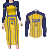 Custom Ecuador Football Couples Matching Long Sleeve Bodycon Dress and Long Sleeve Button Shirt 2025 Come On La Tricolor - Wonder Print Shop