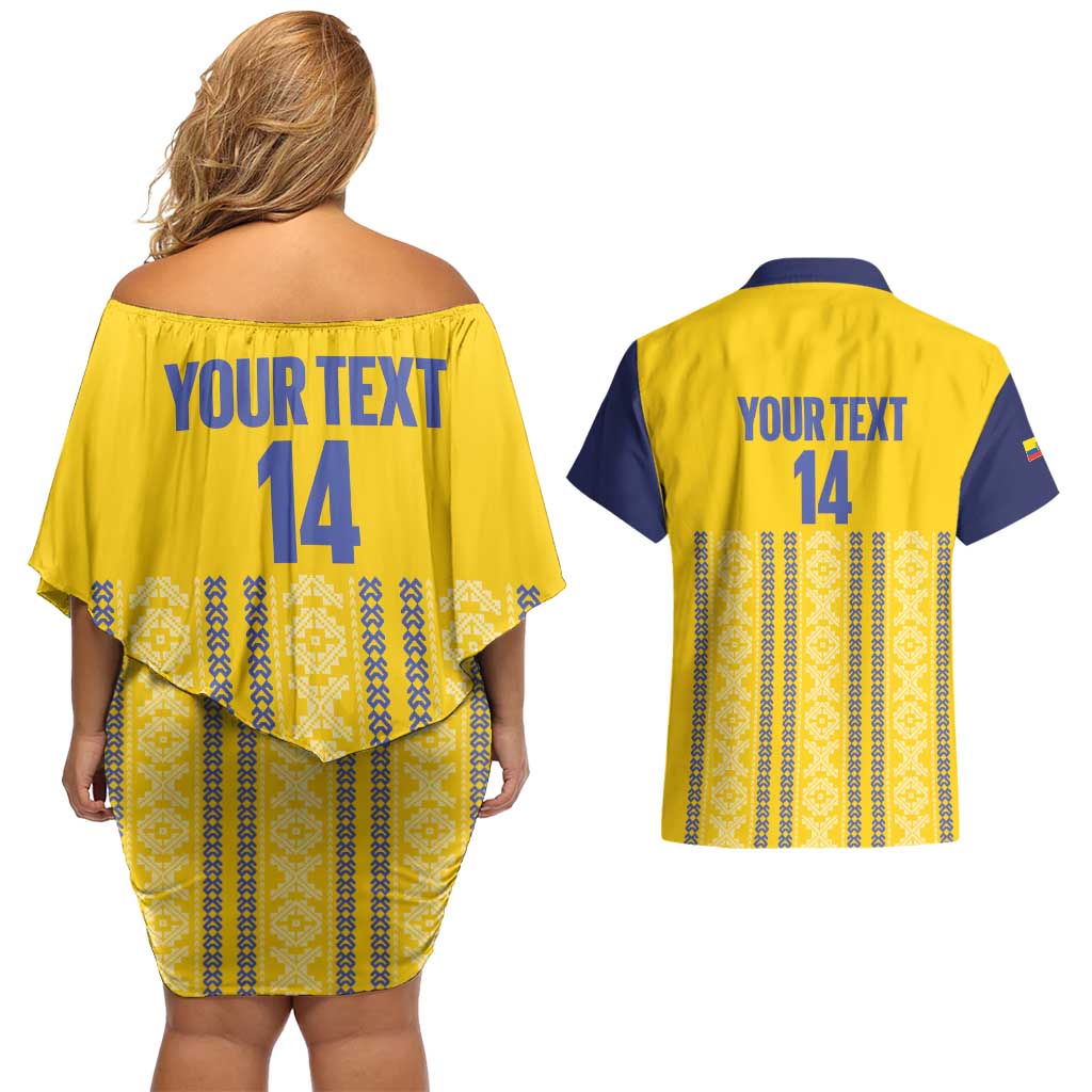 Custom Ecuador Football Couples Matching Off Shoulder Short Dress and Hawaiian Shirt 2025 Come On La Tricolor - Wonder Print Shop