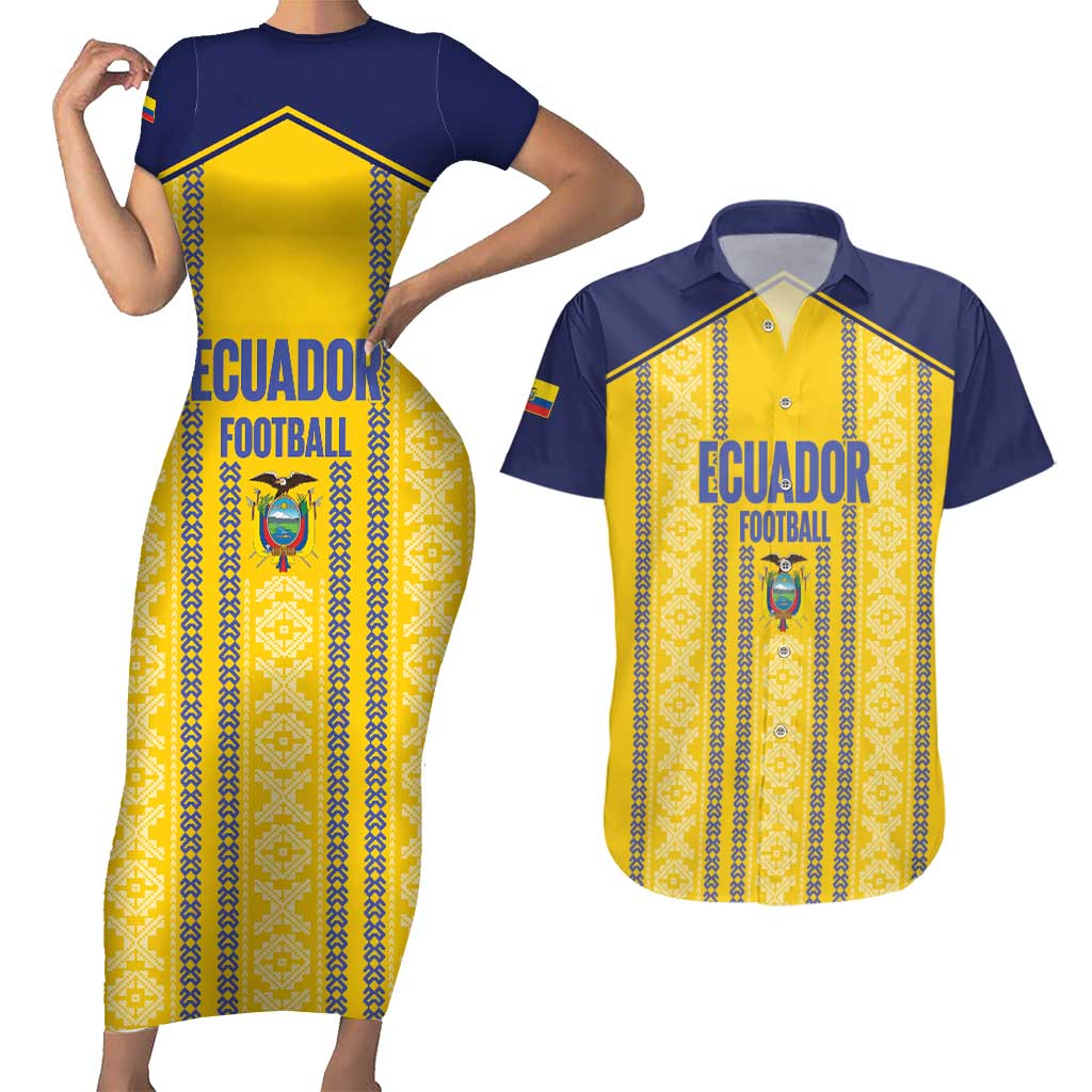 Custom Ecuador Football Couples Matching Short Sleeve Bodycon Dress and Hawaiian Shirt 2025 Come On La Tricolor - Wonder Print Shop