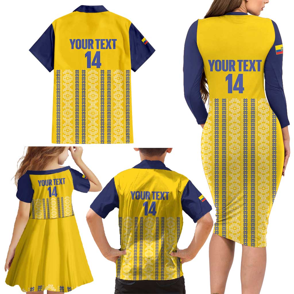 Custom Ecuador Football Family Matching Long Sleeve Bodycon Dress and Hawaiian Shirt 2025 Come On La Tricolor - Wonder Print Shop