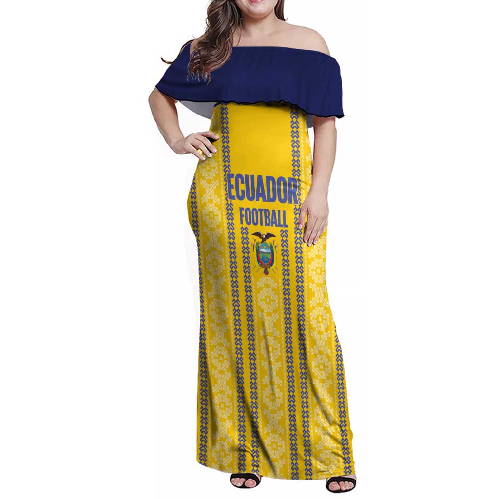 Custom Ecuador Football Family Matching Off Shoulder Maxi Dress and Hawaiian Shirt 2025 Come On La Tricolor - Wonder Print Shop